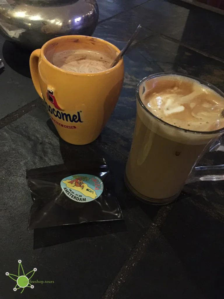 Coffee and Hot Chocolate in Coffeeshop Ibiza in 2016.