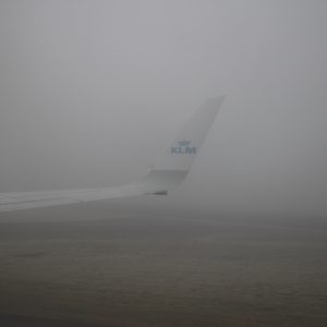 Landing in Schiphol under foggy conditions